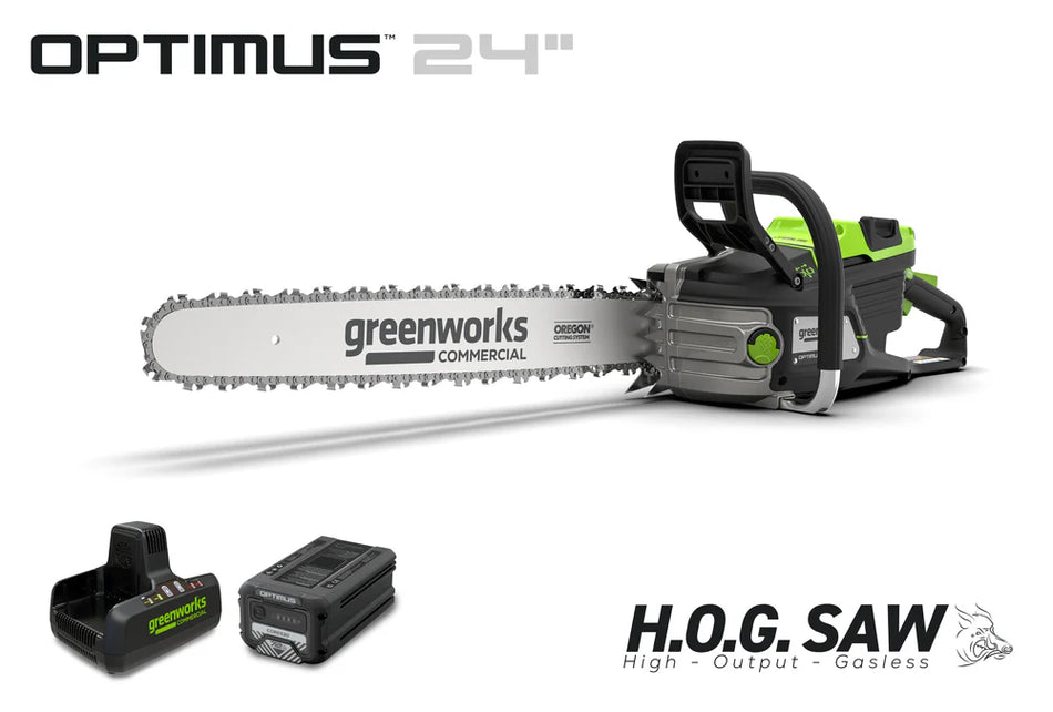 82V OPTIMUS HOGSAW 5.0kw 24" Chainsaw Kit with CORE530 Battery & DP Charger | OCS800-C5DP-24