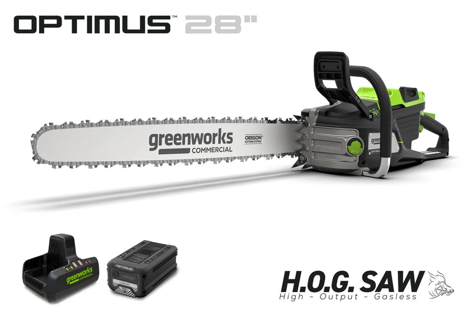 82V OPTIMUS HOGSAW 5.0kw 28" Chainsaw Kit with CORE530 Battery & DP Charger | OCS800-C5DP-28