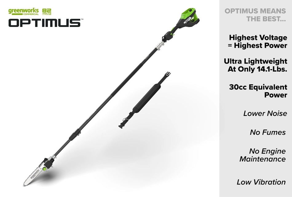82V OPTIMUS 10" Polesaw with Carbon Fiber Shaft | OPS300T