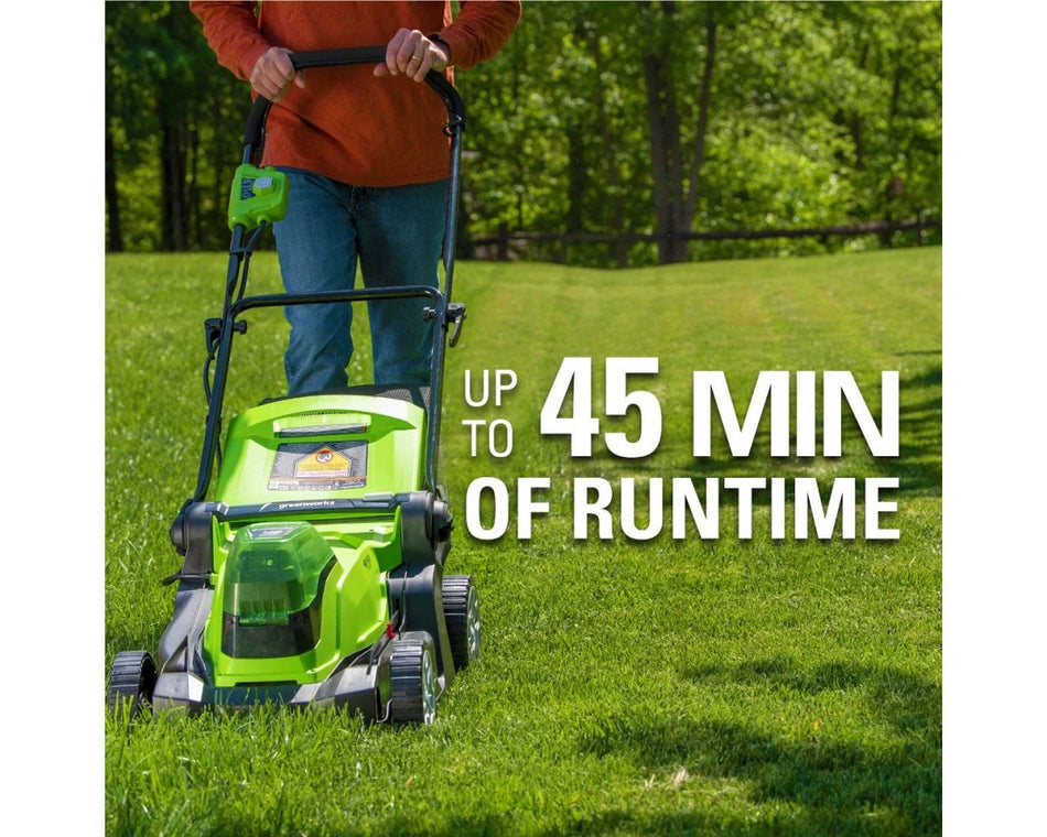 48V (24V x 2) 17" Cordless Battery Push Lawn Mower w/ Two (2) 4.0Ah USB Batteries & Dual Port Charger