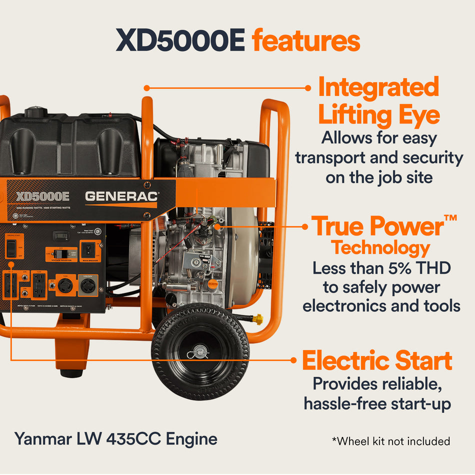 Portable Generator, 5000W | Diesel | Electric Start | 49ST