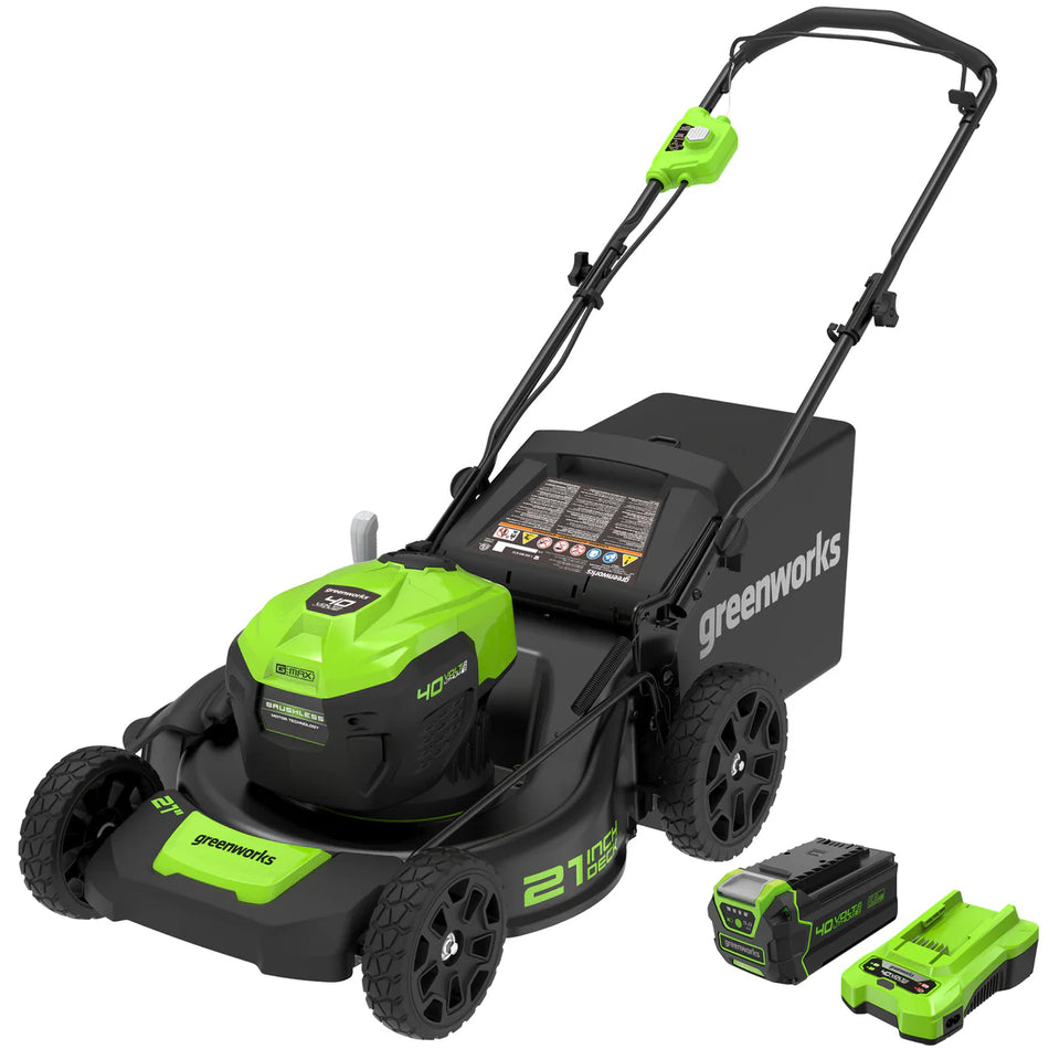 40V 21" Cordless Battery Brushless Push Lawn Mower w/ 5.0Ah USB Battery & Charger