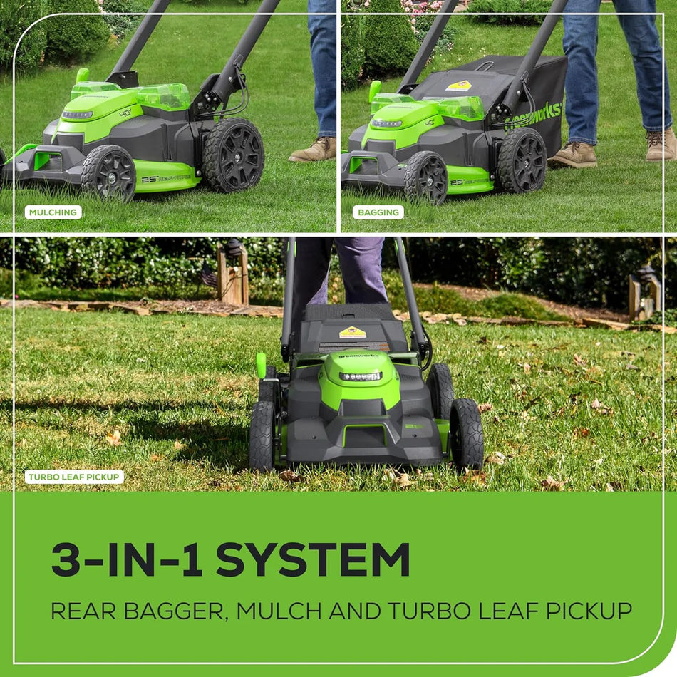 40V 25" Cordless Battery Brushless Dual Blade Self-Propelled Lawn Mower w/ (2) 4.0Ah Batteries & Dual Port Charger
